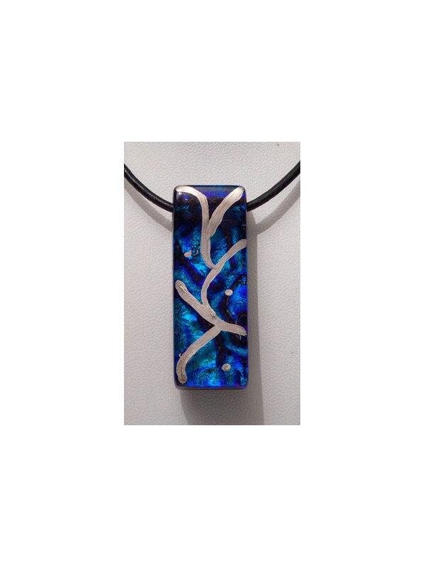 Dichroic Glas Anhänger Fein Silber Meandering Halskette Dichroic Glas Anhänger Fein Silber Meandering Halskette von UnicornsCreations