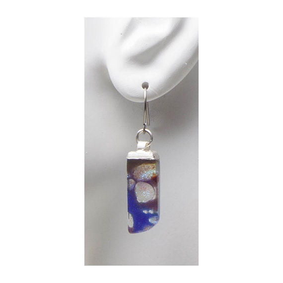 Dichroic Glas Ohrringe Feinsilber Irisierender Boho Schmuck von UnicornsCreations
