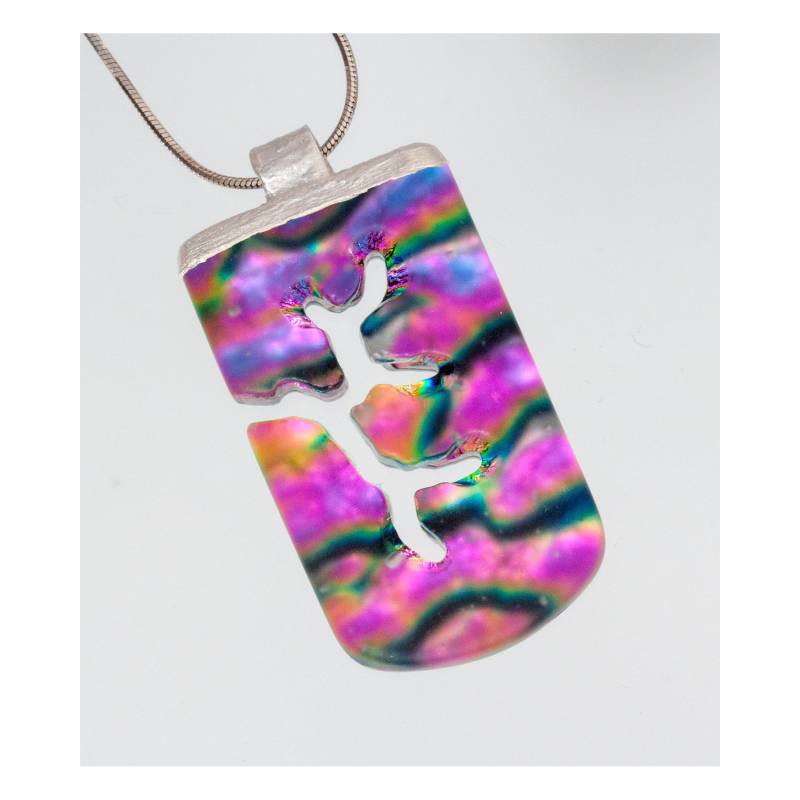 Lila Dichroic Glas Anhänger Schillernde Feinsilber Halskette Lila Dichroic Glas Anhänger Schillernde Feinsilber Halskette von UnicornsCreations