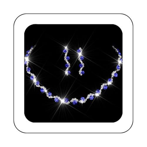 Unicra Abendschmuck Set Silber Strass Halskette Ohrringe Sets Kristall Brautschmuck Accessoires für Frauen von Unicra