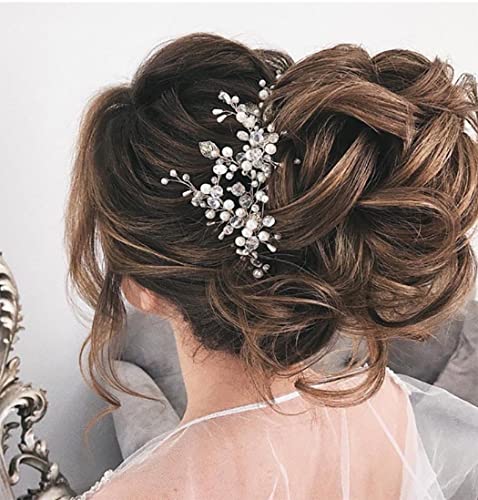 Unicra Braut Hochzeit Haar Rebe Kristall Haarschmuck Silber Perle Braut Stirnband für Frauen und Mädchen von Unicra
