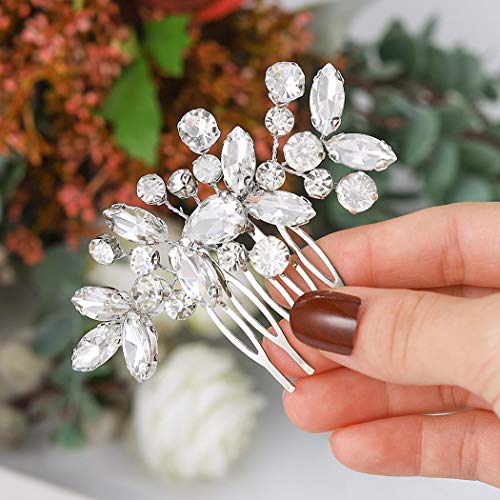 Unicra Braut Hochzeit Haarkamm Kristall Haarschmuck Braut Haarteile für Frauen und Mädche (Silber) von Unicra