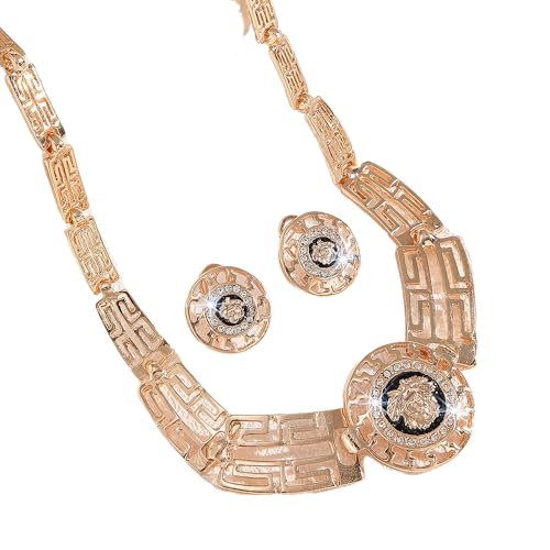 Unicra Gold Indianerschmuck Set Chunky Choker Halskette und Ohrringe Set Mode Prom Modeschmuck Sets für Frauen (Gold) von Unicra