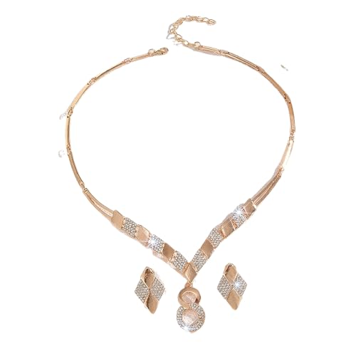Unicra Goldschmuck Set Unendlichkeitssymbol Anhänger Halskette und Ohrringe Set Mode Prom Formale Modeschmuck Sets für Frauen (Gold) von Unicra