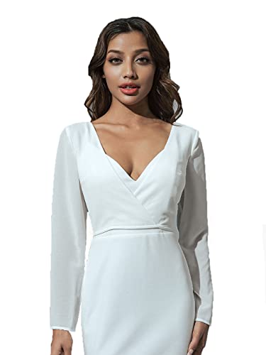 Unicra Hochzeit Chiffon Bolero Jacke Braut Langarm Chiffon Topper Zubehör Spitze Braut Crop Top Kleid Umhang für Frauen und Brautjungfer Weiß （XXL,46） von Unicra