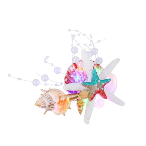 Unicra Leuchtende Seestern Haarspangen Muschel Haarschmuck Perlen Meerjungfrauen Haaraccessoires für Frauen (Bunt, One Size) 2er Pack von Unicra