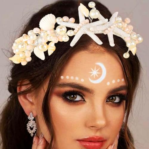 Unicra Seestern-Stirnband, Braut, Strand, Hochzeit, Haarschmuck, Perlen, Kopfschmuck, Blume, Stirnbänder für Damen und Mädchen (A) von Unicra