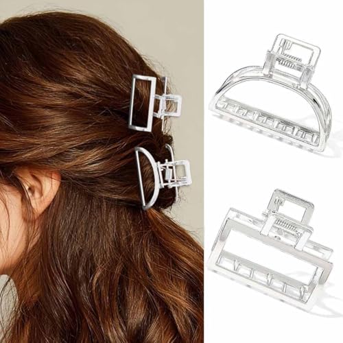Unicra Silber Claw Clips Kleine Metall Haar Kralle Clip Dekorative Fancy Haar-Accessoires für Frauen (Packung mit 2) von Unicra