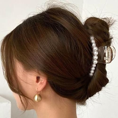 Unicra Weiße Perlenkrallen-Clips Dekorative Haarspangen Starker Halt Haarkrallen-Clip Haarschmuck für Frauen und Mädchen (2er Pack) (Perle A) von Unicra