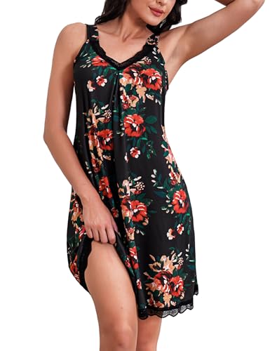 Uniexcosm Nachthemd Damen Ärmelloses Kurz Baumwolle Nachtkleid Spitze V-Ausschnitt Nachtwäsche Sexy rutschfeste Schultergurte Freizeitkleid Sleepwear PAT1 L Uniexcosm Nachthemd Damen Ärmelloses Kurz Baumwolle Nachtkleid Spitze V-Ausschnitt Nachtwäsche Sexy rutschfeste Schultergurte Freizeitkleid Sleepwear PAT1 L von Uniexcosm