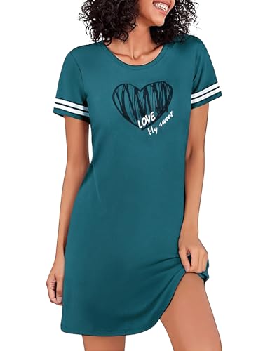 Uniexcosm Nachthemd Damen Kurzarm Schlafshirt Herz-Aufdruck Nachtwäsche Baumwolle Schlafhemd Frauen Rundhals Sommer Soft Sleepshirt Kobaltblau 3XL Uniexcosm Nachthemd Damen Kurzarm Schlafshirt Herz-Aufdruck Nachtwäsche Baumwolle Schlafhemd Frauen Rundhals Sommer Soft Sleepshirt Kobaltblau 3XL von Uniexcosm