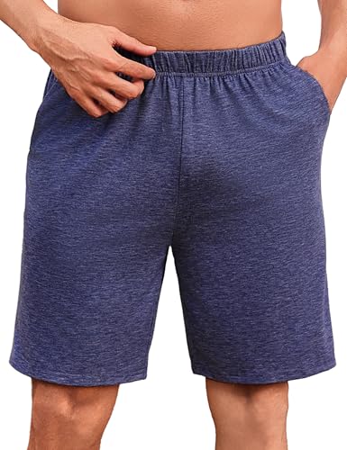 Uniexcosm Schlafanzughose Herren Kurz Sommer Schlafshorts Pyjamahose Baumwolle Bermudahose Shorty Schlafhose für Männer Dunkelblau XXL von Uniexcosm