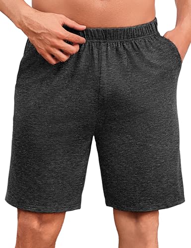 Uniexcosm Schlafanzughose Herren Kurz Sommer Schlafshorts Pyjamahose Baumwolle Bermudahose Shorty Schlafhose für Männer Dunkelgrau XXL von Uniexcosm