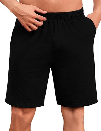 Uniexcosm Schlafanzughose Herren Kurz Sommer Schlafshorts Pyjamahose Baumwolle Bermudahose Shorty Schlafhose für Männer Schwarz XL von Uniexcosm
