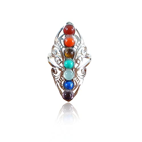 7 Chakra-Ring, natürlicher Kristallring, hohler Daumen, verstellbarer Ring, spirituelle Heilung für Frauen von Unifizz