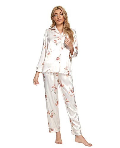 Unifizz Damen Pyjama Sets Baumwolle Damen Lounge Wear Weiche Nachtwäsche Lang/Kurze Ärmel Top & Hose Pjs Sets Sommer Outfits Nachtwäsche Gr. 42, #195_Aprikose von Unifizz