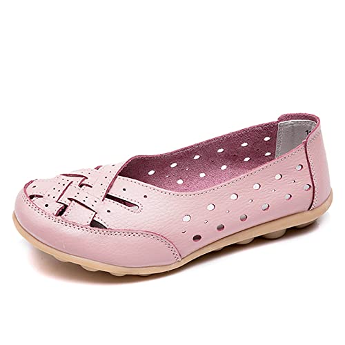 Unifizz Damen-Slipper aus Rindsleder, flache Schuhe, Slip-On-Ausschnitt, Pink, 40 EU von Unifizz