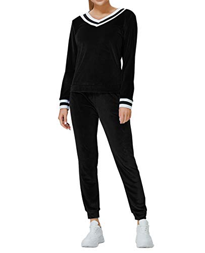 Unifizz Damen Trainingsanzug Jogginganzug Sportanzug 2 Teiler Outfit Frauen Lange Ärmel Sweatshirt mit Sporthose Hose Tracksuit Freizeitanzug von Unifizz