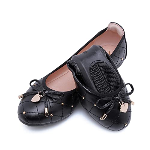 Unifizz Flache Ballerinas für Damen – niedliche Fliege, Hochzeit, flache Schuhe, Slipper, flache Schuhe für Frauen, bequem, Schwarz , 40 EU von Unifizz