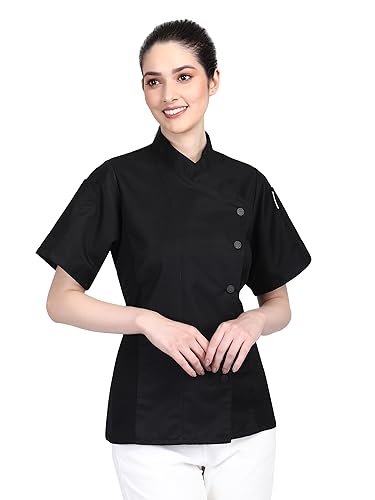 Uniformates Damen-Kochmantel mit seitlichem Netzeinsatz und kurzen Ärmeln, Schwarz , Small Uniformates Damen-Kochmantel mit seitlichem Netzeinsatz und kurzen Ärmeln, Schwarz , Small von Uniformates