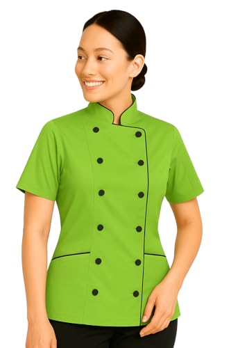Uniformates Kurze Ärmel Damen Damen Tailored Fit Kochmantel Jacken (Grün, M) von Uniformates