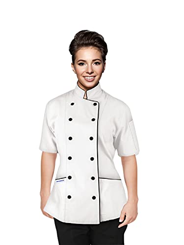 Uniformates Kurze Ärmel Damen Damen Tailored Fit Kochmantel Jacken (Weiß, XXL) von Uniformates