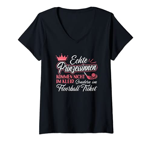 Damen Prinzessinnen im Floorball Trikot - Floorball T-Shirt mit V-Ausschnitt von Unihockey Salibandy Innebandy Hockey