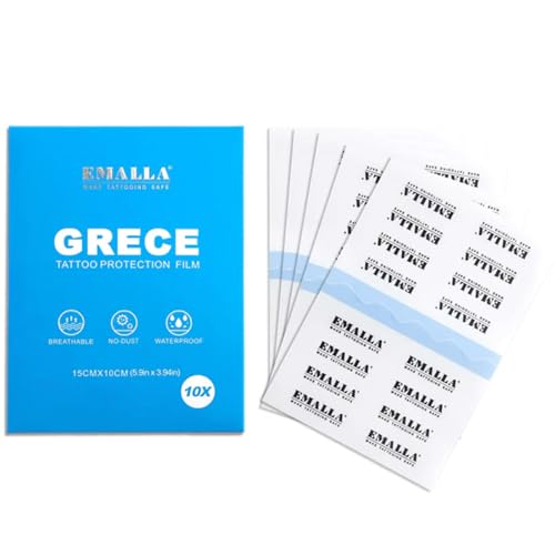 GRECE Matt Second Skin Tattoo Folie Heilung 15x10 cm, 10 Stück Tattoo Pflaster Wasserdichte Tattoo Aftercare Folie Second Skin Tattoo Cover Patch von Unihuby