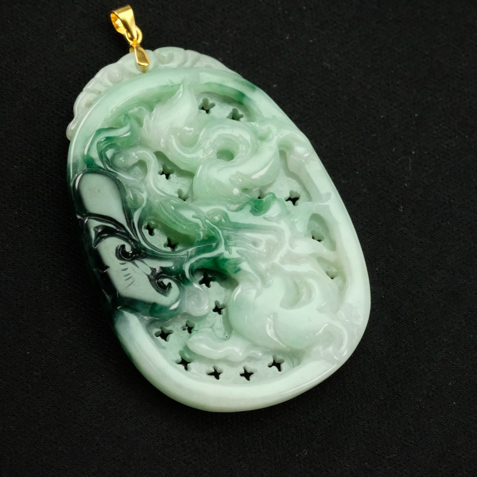 Dragon Hollow Abzeichen Imperial Burma Jadeit Jade Anhänger von UnijadeStore