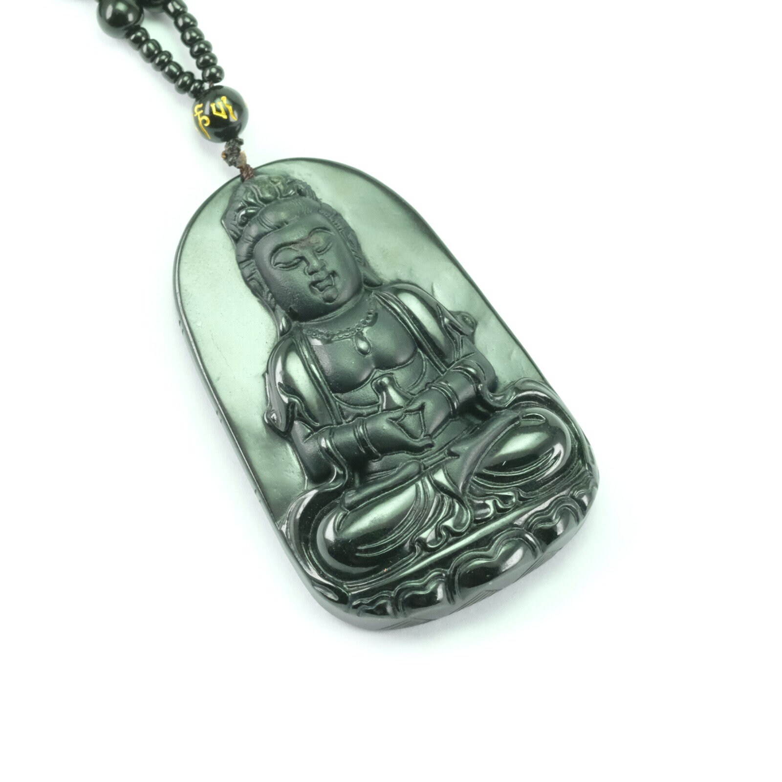 Guanyin Sitzend Auf Lotus Dark Burma Natürliche Jadeit Jade Anhänger von UnijadeStore