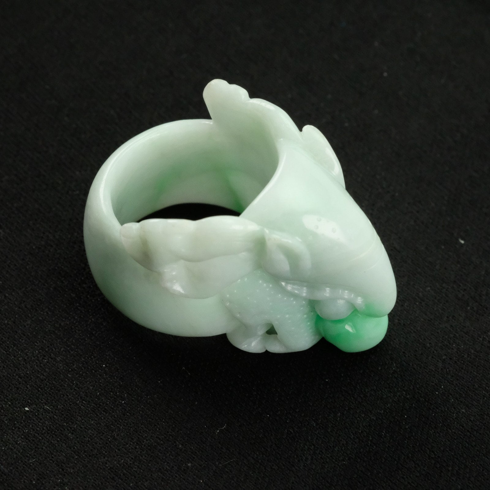 Pixiu Kopf Statue Ring Größe 8 Burma Natürliche Jadeit Jade von UnijadeStore