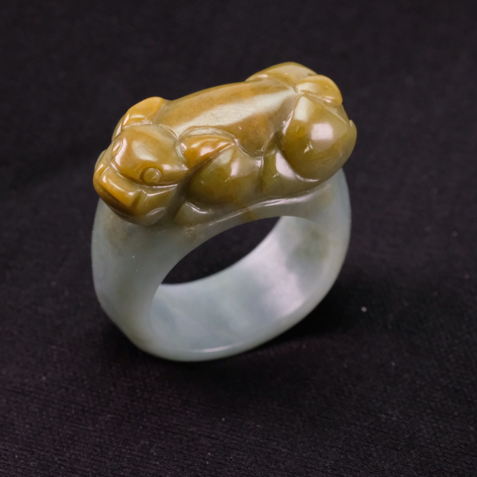 Pixiu Ring Größe 11 Rot Burma Natürliche Jadeit Jade von UnijadeStore