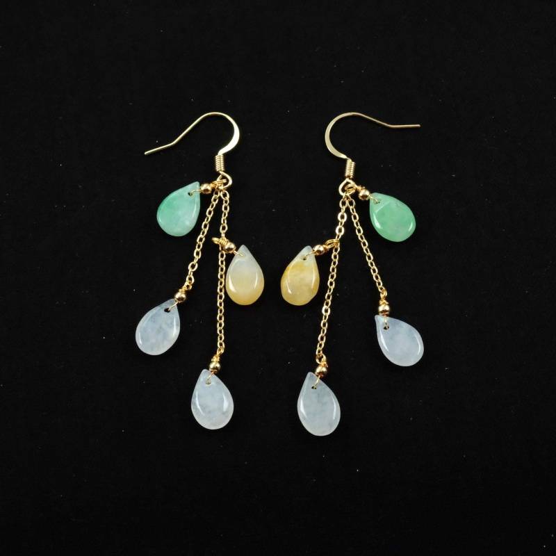 Teardrop Eisige Unbehandelte Jadeit Jade Grade A Ohrringe von UnijadeStore