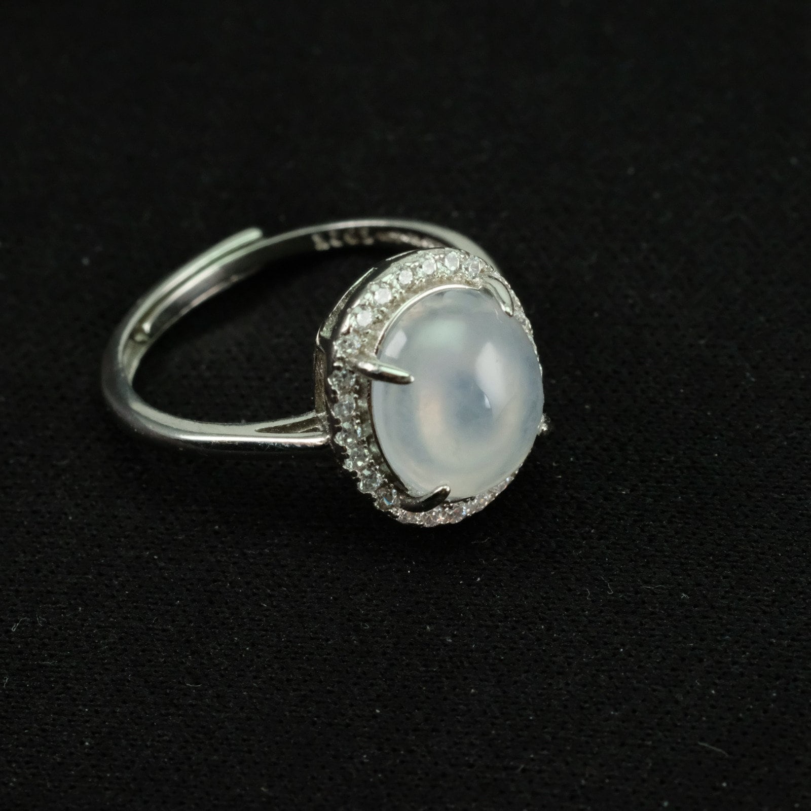 Top Icy White Natürliche Jadeit Jade Silber Ring von UnijadeStore