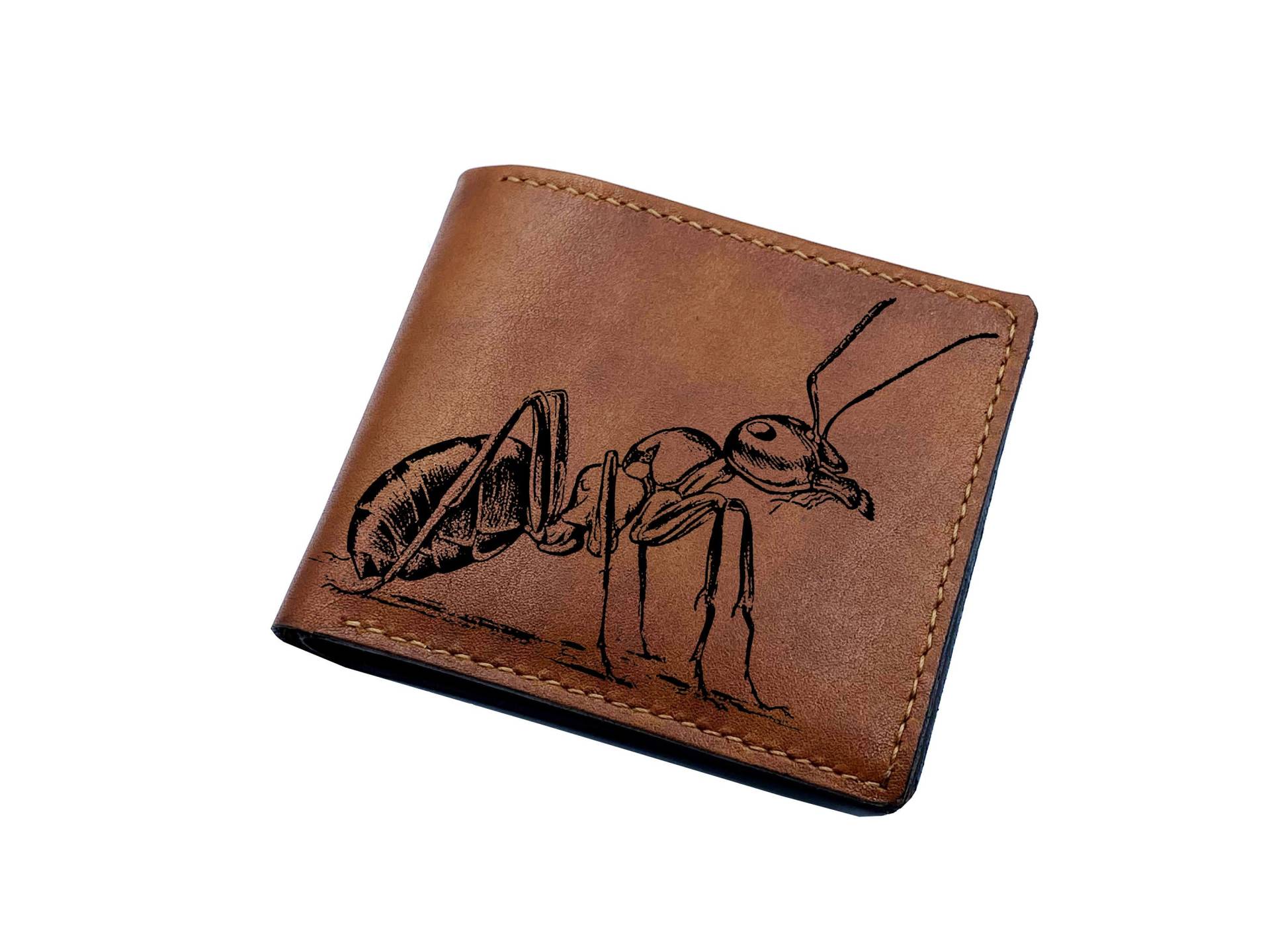 Ant Skizze Leder Herren Brieftasche, Tier Kunst Individuelles Geschenk Für Männer, Insekten Brieftasche Weihnachtsgeschenk Tierliebhaber von Unik4art