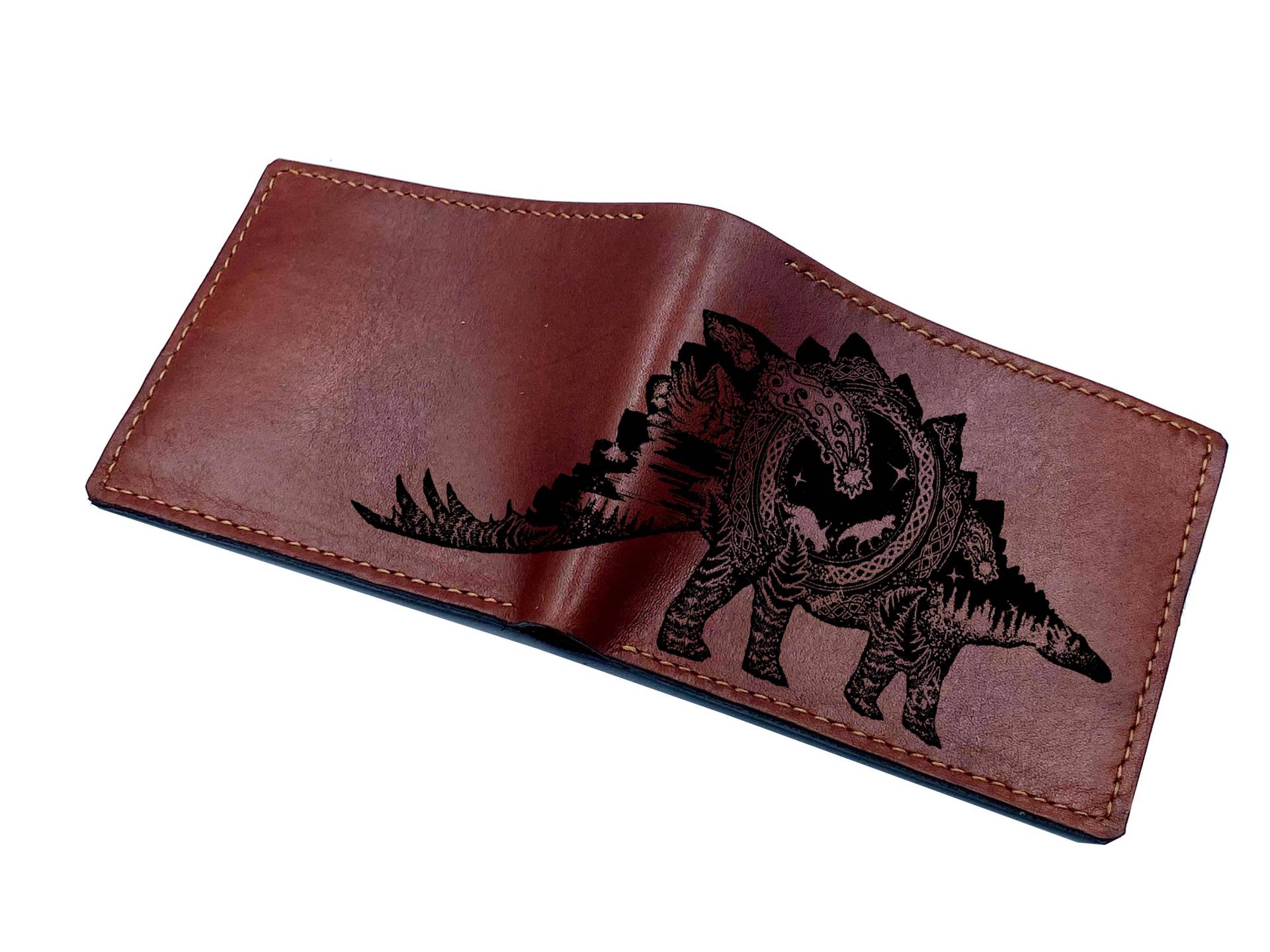 Benutzerdefinierte Dinosaurier Muster Herren Brieftasche, Leder Handgefertigte Tier Gravierte Brieftasche Für Ihn, Tattoo-stil Geschenk, Jubiläum von Unik4art