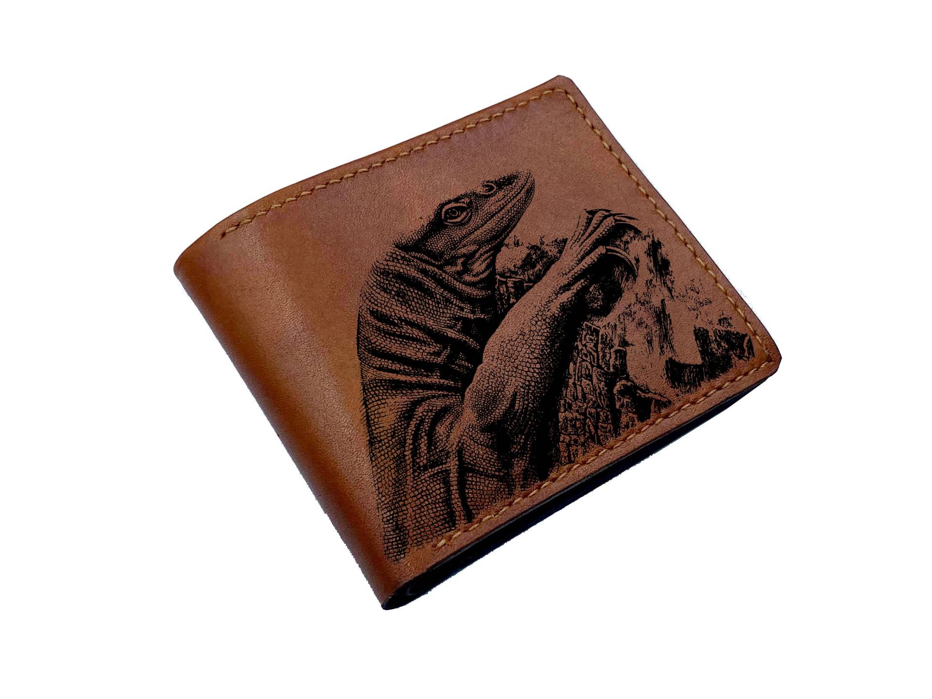 Eidechse Leguan Muster Brieftasche, Leder Herren Geschenk Für Männer, Tier Geschenk, Maßgeschneiderte Männer Komodo Reptil Kunst Brieftasche von Unik4art