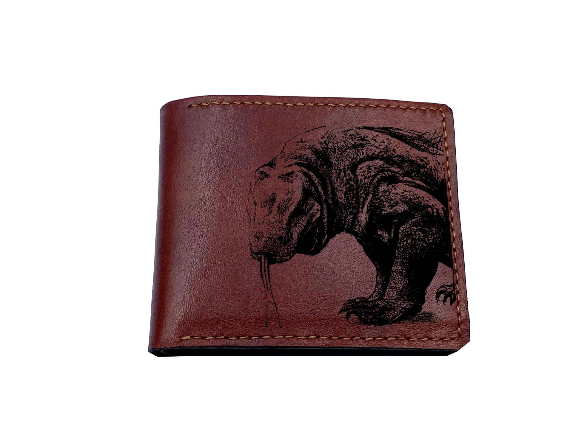 Personalisierte Tier Muster Leder Herren Brieftasche, Komodo Eidechse Reptil Skizze Kunst, Geschenk Für Männer, Brieftasche Papa, Geburtstag von Unik4art