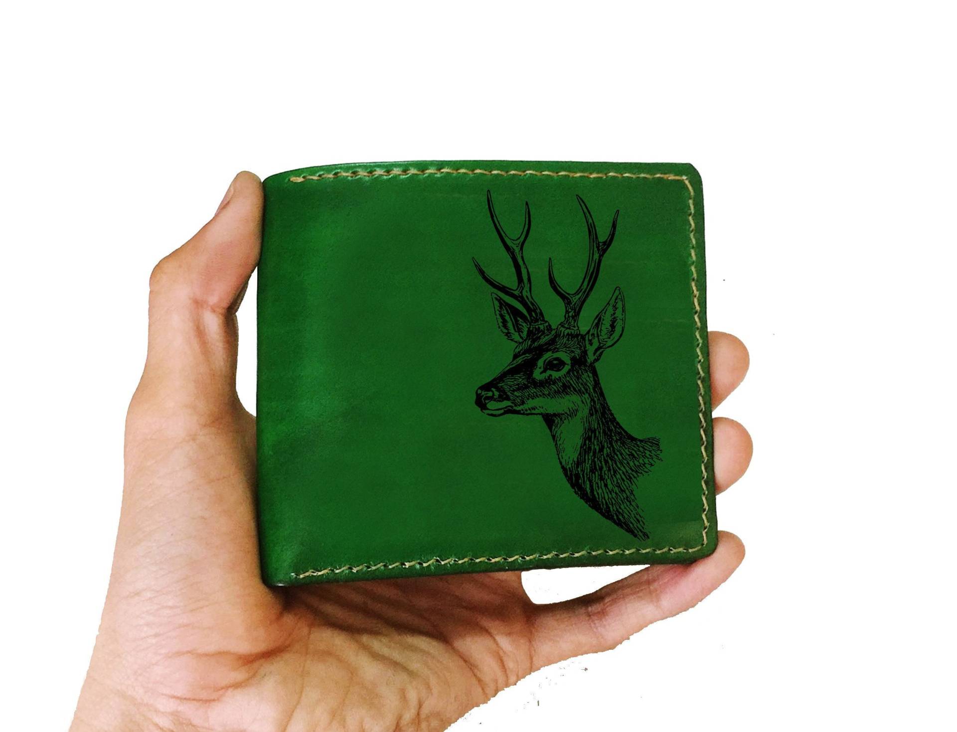 Tier Muster Leder Brieftasche, Personalisierte Brieftasche Für Ihn, Reh Skizze Geschenk Papa, Freund Jahrestag Geschenk, Weihnachtsgeschenk von Unik4art
