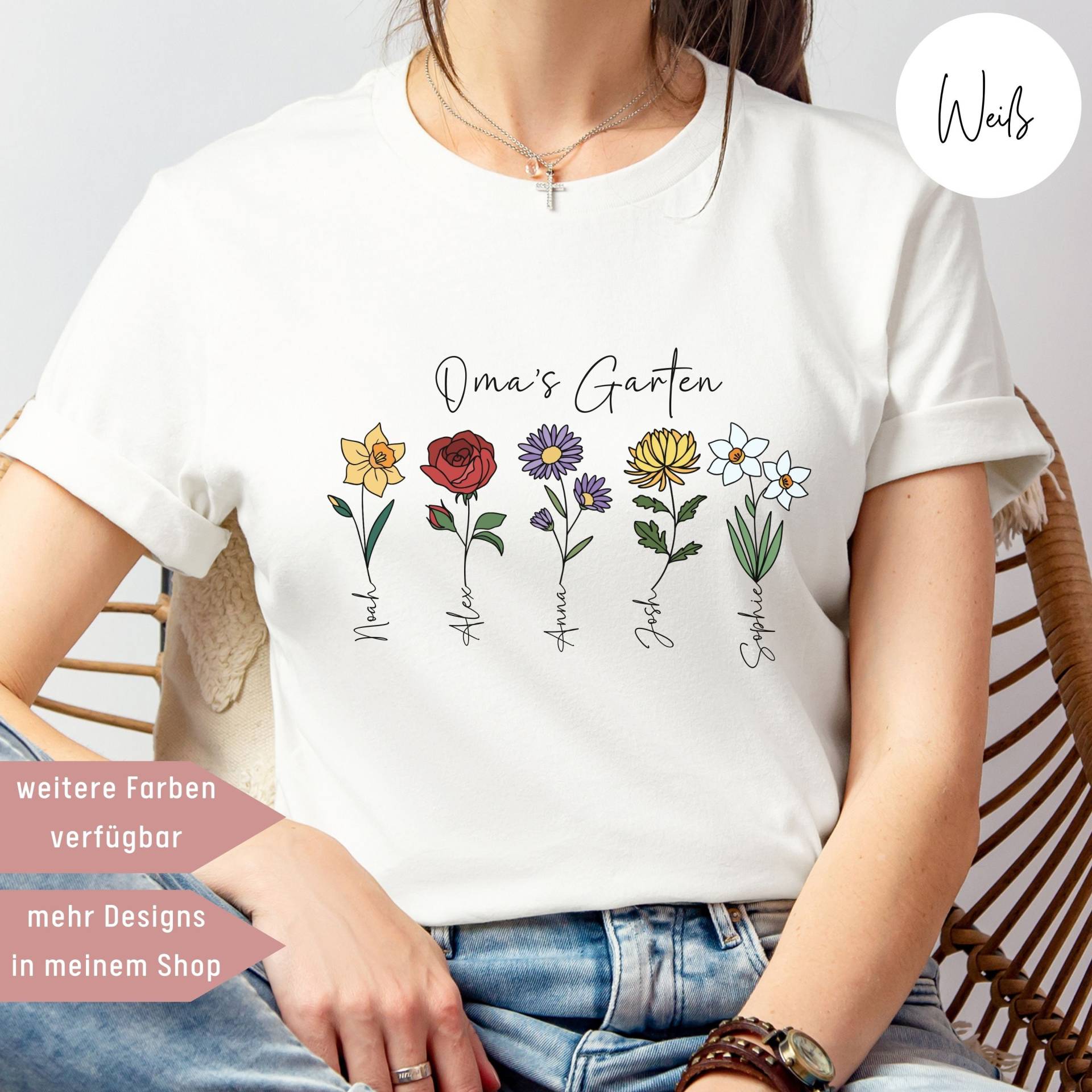 Omas Garten, Oma T-Shirt, Geburtsblumen, Geschenke Für Oma, Mamas Personalisiertes Muttertagsgeschenk, Ostergeschenke Omas Garten, Oma T-Shirt, Geburtsblumen, Geschenke Für Oma, Mamas Personalisiertes Muttertagsgeschenk, Ostergeschenke von UnikatUniversum