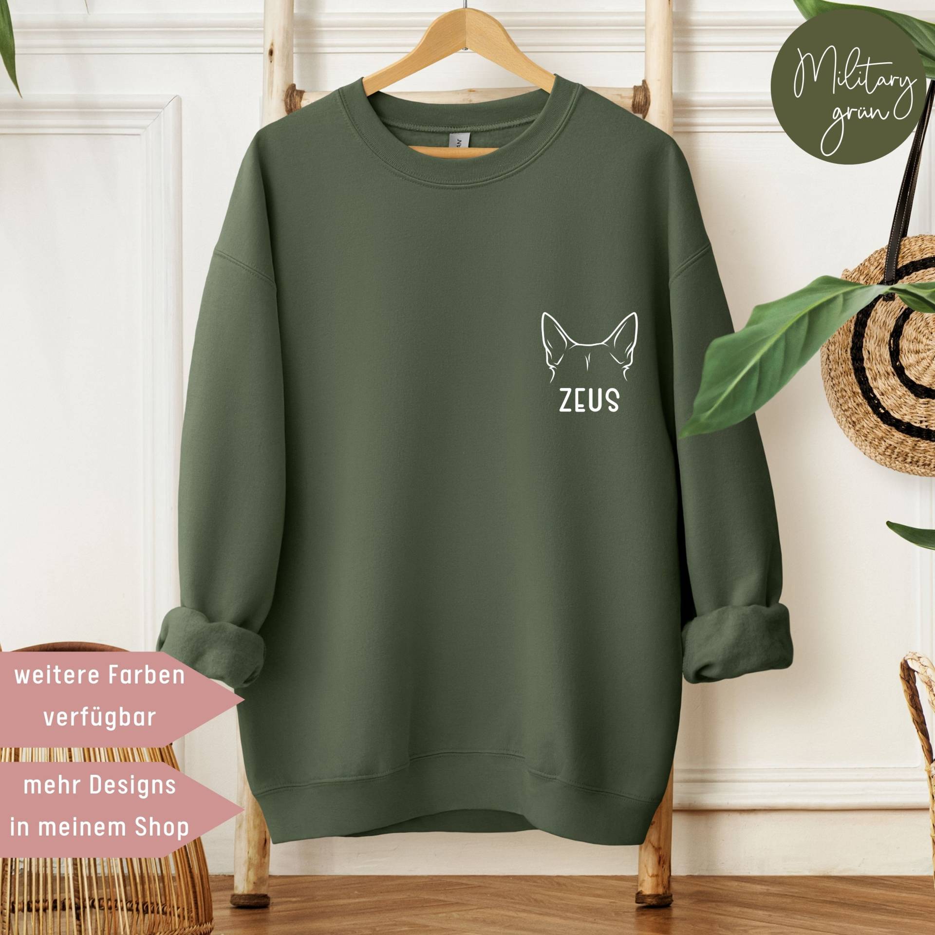 Personalisierter Pullover Hundeohren Geschenk Hundebesitzer Hundeportrait Sweatshirt Hundeliebhaber Pulli Dog Mom Shirt Dad von UnikatUniversum