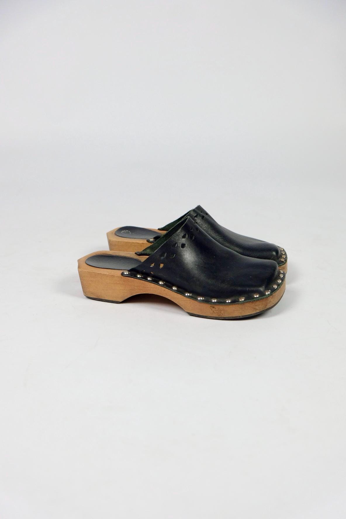 Vintage 00S Y2K Leder Square Toe Clogs - 37 von UnikatVintageDE