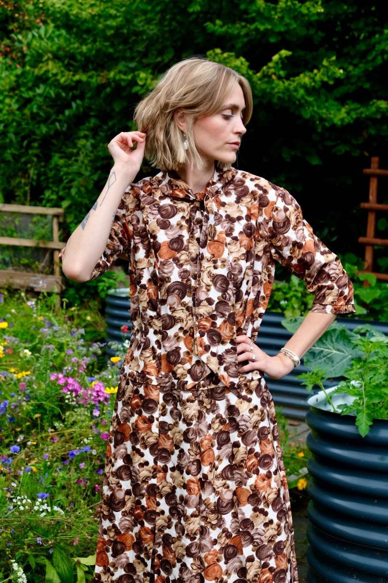 Vintage 70S Handmade Artsy Blumen Print Schluppenkleid - Xs von UnikatVintageDE