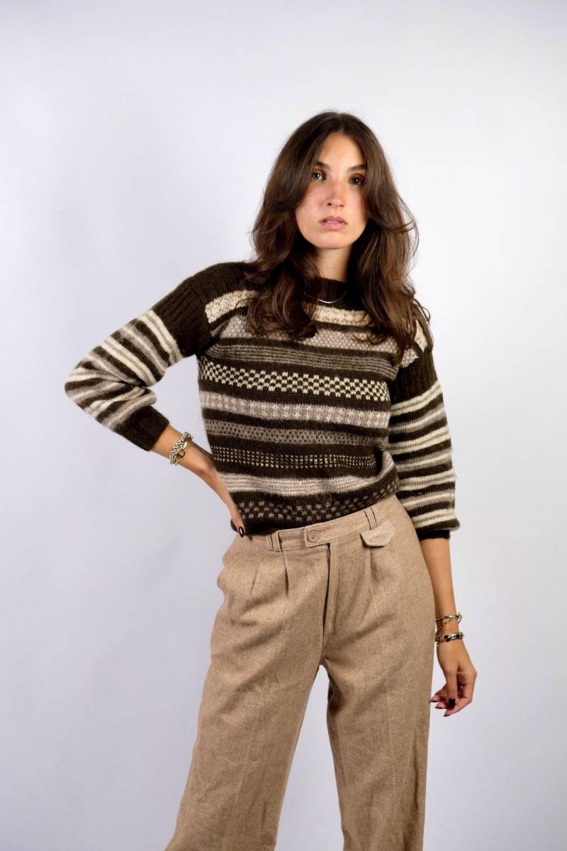Vintage 80S/90S Handmade Wolle Streifenpullover - Xxs von UnikatVintageDE