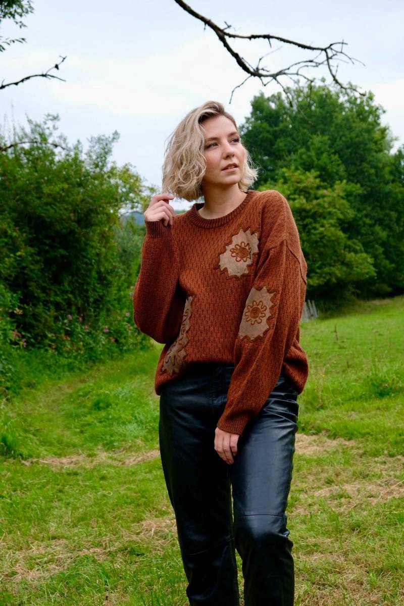 Vintage 80S/90S Pullover Mit Besatz Rotbraun Rost - Xxl von UnikatVintageDE