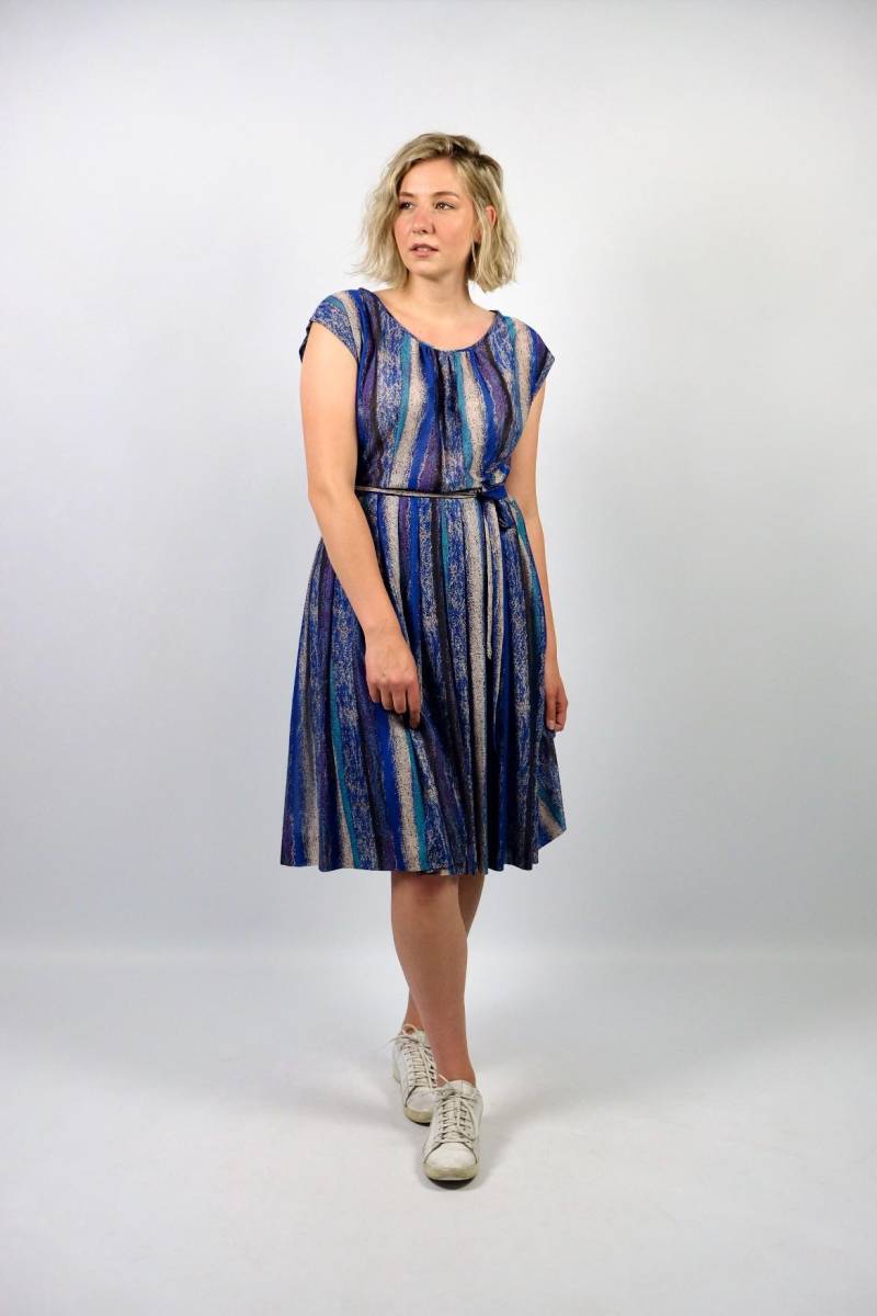 Vintage 80S Handmade Streifen Print Kleid - L Vintage 80S Handmade Streifen Print Kleid - L von UnikatVintageDE