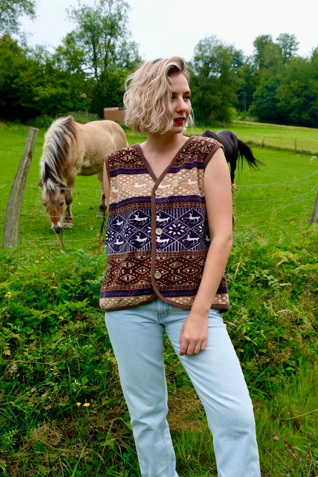 Vintage 90S Boho Norwegermuster Fleece Weste - Herren L/Xl, Damen Xxl Vintage 90S Boho Norwegermuster Fleece Weste - Herren L/Xl, Damen Xxl von UnikatVintageDE