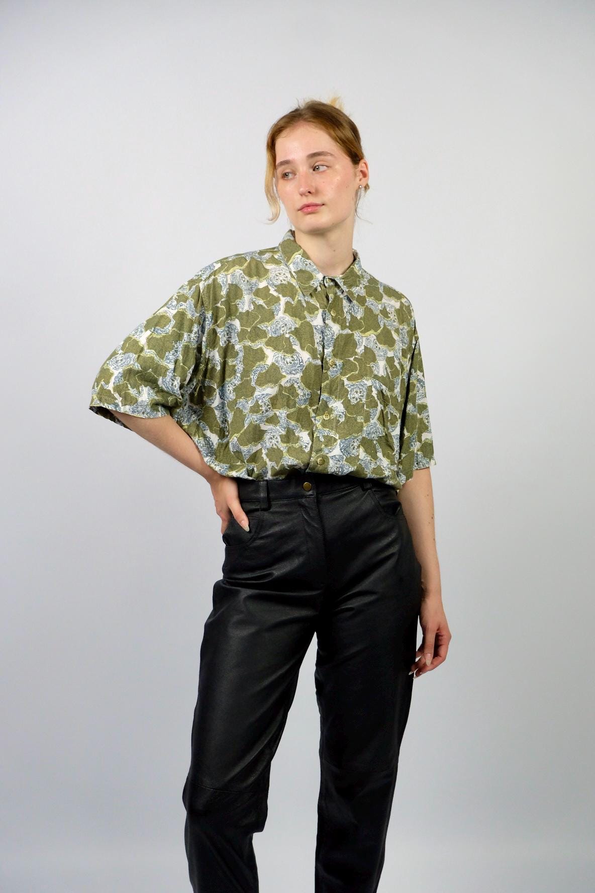 Vintage 90S Crazy Pattern Viskose Hemd - L/xl von UnikatVintageDE