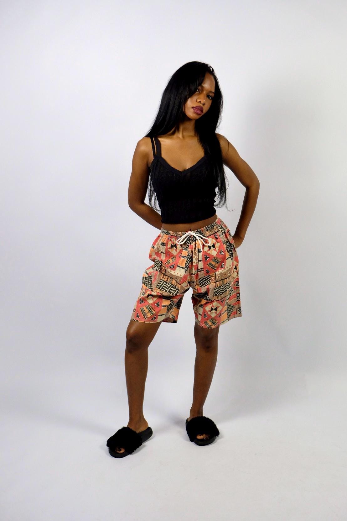 Vintage 90S High Waist Boho Crazy Pattern Bermuda Shorts - Xs von UnikatVintageDE