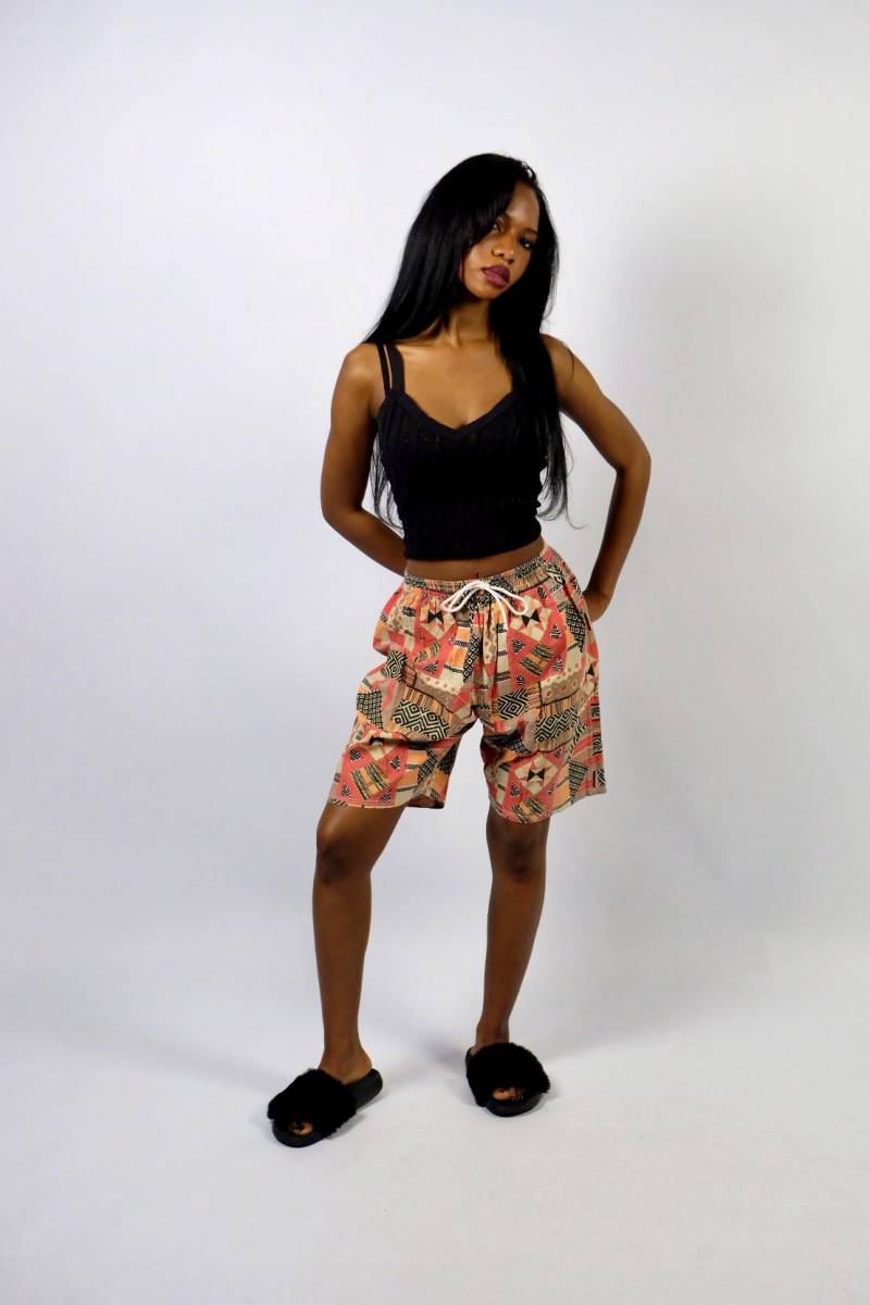Vintage 90S High Waist Boho Crazy Pattern Bermuda Shorts - Xs von UnikatVintageDE